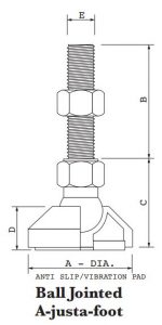 Ball jointed A-Justa-Foot (levelling foot) diagram